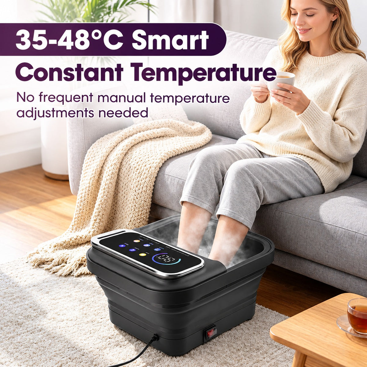 Foldable Heated Foot Spa Massager & Remote Control