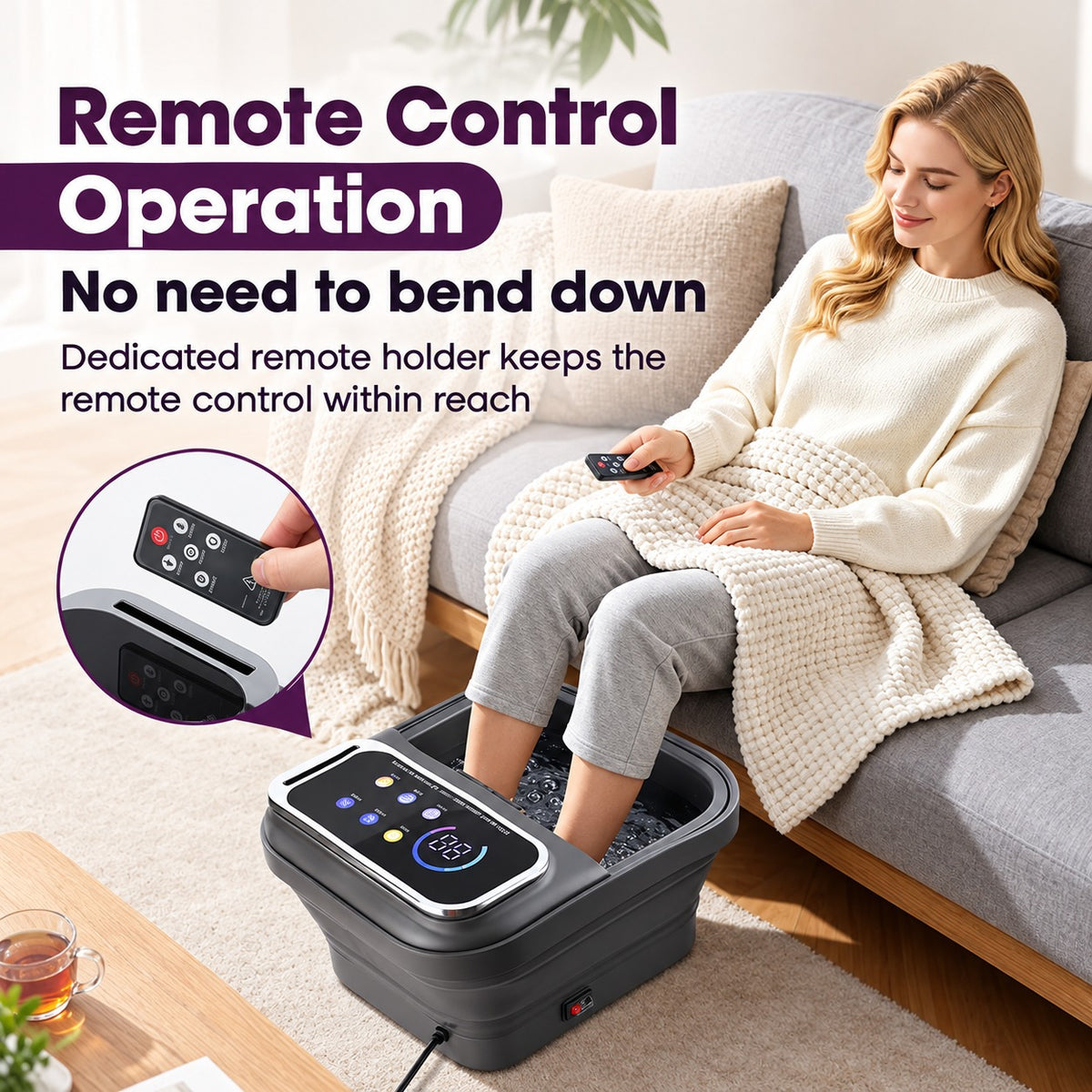 Foldable Heated Foot Spa Massager & Remote Control