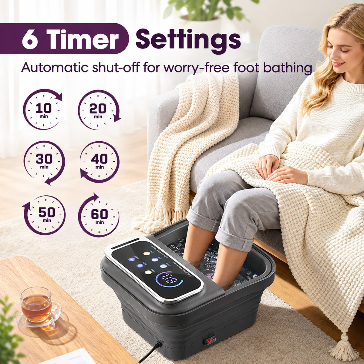 Foldable Heated Foot Spa Massager & Remote Control