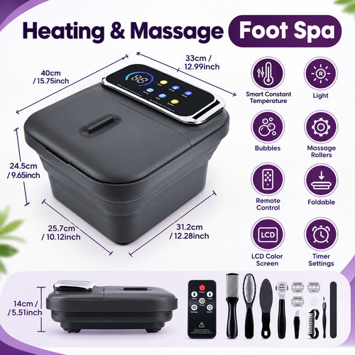 Foldable Heated Foot Spa Massager & Remote Control